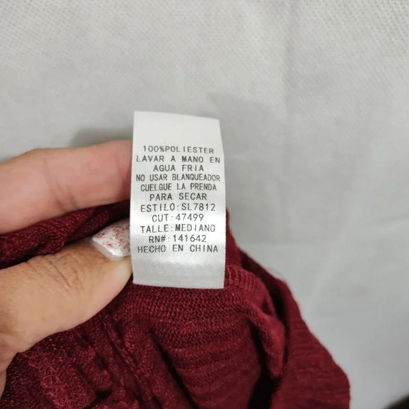 She and Sky Red Ribbed Knit Top Vneck Women Size M Short Flutter Sleeve - Picture 6 of 8